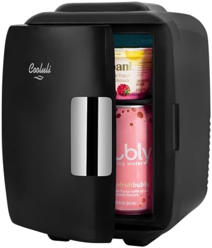 Cooluli Mini Fridge for Bedroom - Car, Office Desk & Dorm Room - Portable 4L/6 Can Electric Plug In Cooler & Warmer for Food, Drinks, Skincare Beauty & Makeup - 12v AC/DC & Exclusive USB Option, Black - Image 2