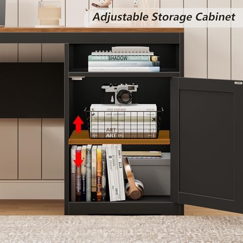 63" Farmhouse L Shaped Desk with Drawers & Printer Shelf for Home Office - Image 6