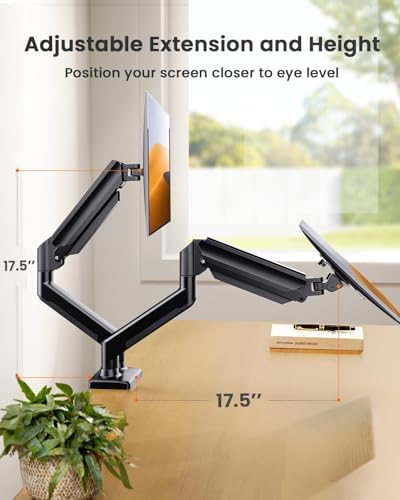 ErGear Dual Monitor Stand up to 33 inches Screen, Load-Bearing Max 22 lbs Each Arm, Adjustable Dual Monitor Mount, Sturdy Steel vesa Monitor Mount with Stable VESA 75x75 100x100mm - Image 5
