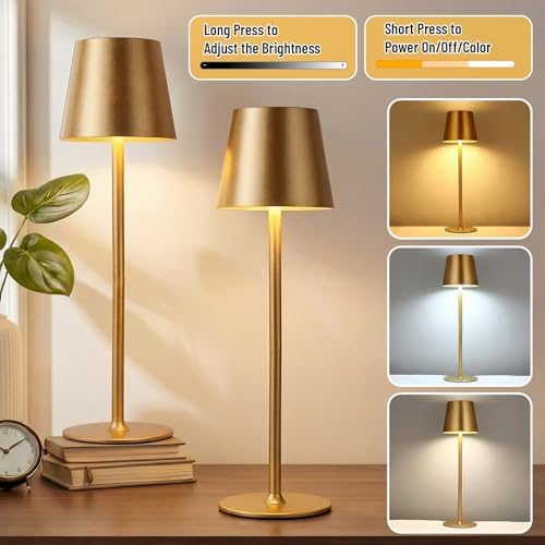 Retisee 12 Pack Cordless Table Lamp Portable Rechargeable Lamp, Gold - Image 3