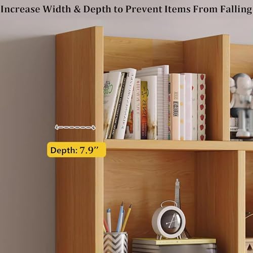 Wooden Desktop Bookshelf, Countertop Hutch Bookshelf, Comupter Desk Hutch Organizer with Shelves, Freestanding Bookcase for Home Office Dorm Room(39.3'', White) - Image 5
