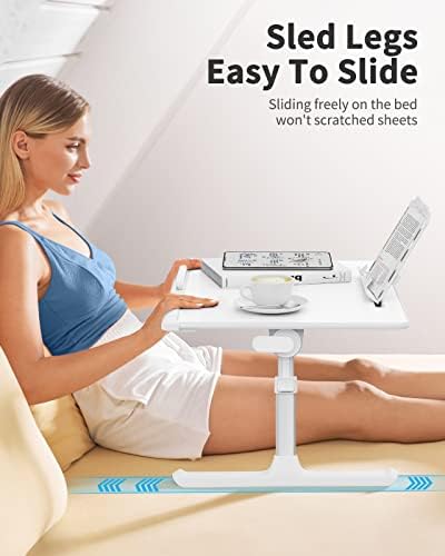 Laptop Bed Tray Table, SAIJI Adjustable Bed Desk for Laptop, Foldable Laptop Stand with Storage Drawer for Eating, Working, Writing, Gaming, Drawing (White, X-Large) - Image 5