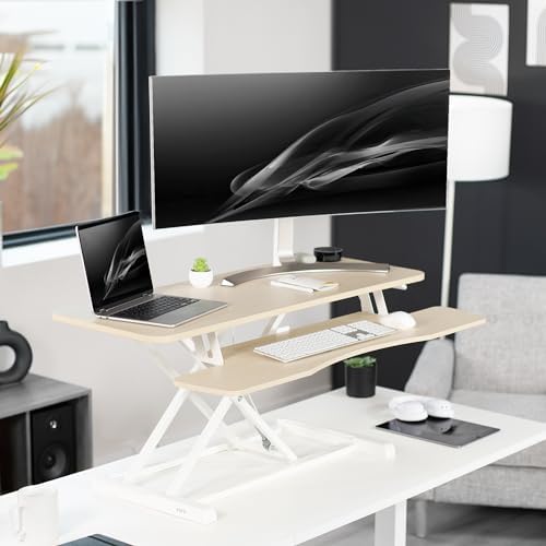 VIVO Light Wood 42 inch Standing Desk Converter, DESK-V042KF - Image 2