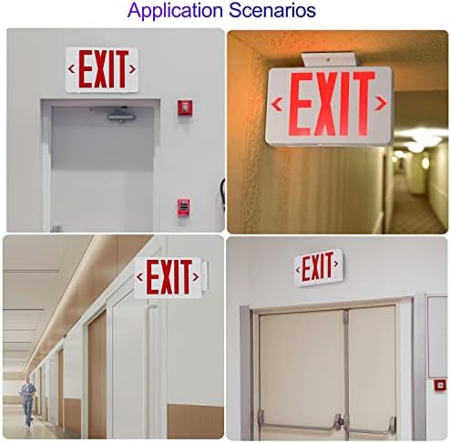 GZRUIYANG Red Exit Sign, LED Emergency Exit Light with Battery Backup, UL Listed, AC 120/277V, Exit Signs with Emergency Lights, Commercial Emergency Lights with Plug, Red - Image 6