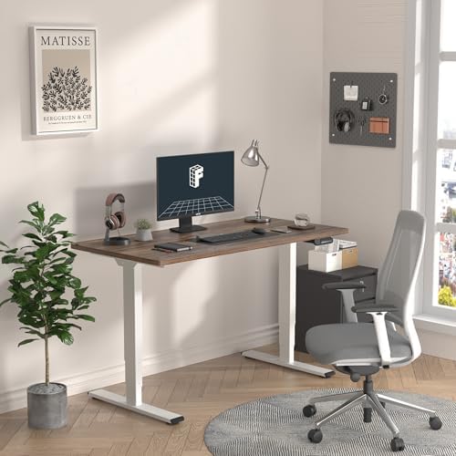 FLEXISPOT E6 3-Stage Dual Motor Electric Standing Desk 55 x 28 Sit Stand Up Desk, Holds 220 lbs, Adjustable Height w/Memory Presets, One-Piece Brown Wood Grain Desktop & White Frame, Ships in 2 Boxes - Image 2