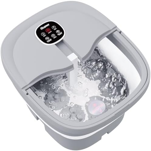 HOSPAN Collapsible Foot Spa Electric Rotary Massage, Foot Bath with Heat, Bubble, Remote, and 24 Motorized Shiatsu Massage Balls. Pedicure Foot Spa for Feet Stress Relief by HOSPAN