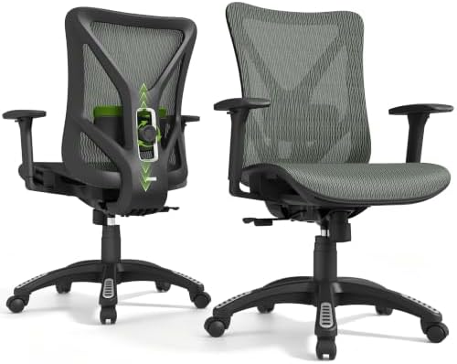 Ergonomic Office Chair, Mesh Computer Desk Chairs with BIFMA X5.1 Certified, Adjustable Lumbar Support, 3D Arm, Tilt Back, Wide Seat, Comfy Swivel Work Task Chair for Company and Home (Forest Green) by MOLENTS