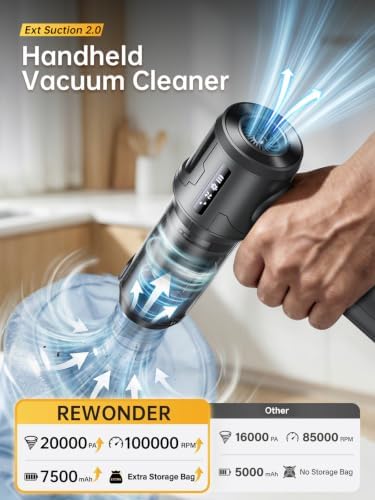 REWONDER Cordless Car Vacuum Cleaner & Blower Portable Handheld Mini Vac High Power - Image 5