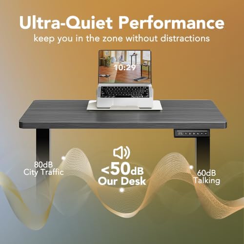 HUANUO 32x19 Inch Small Electric Standing Desk, Adjustable, Grey - Image 4