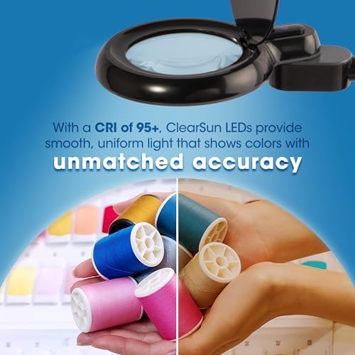 OttLite Space-Saving LED Magnifier Desk Lamp, Optical Grade, Black - Image 6
