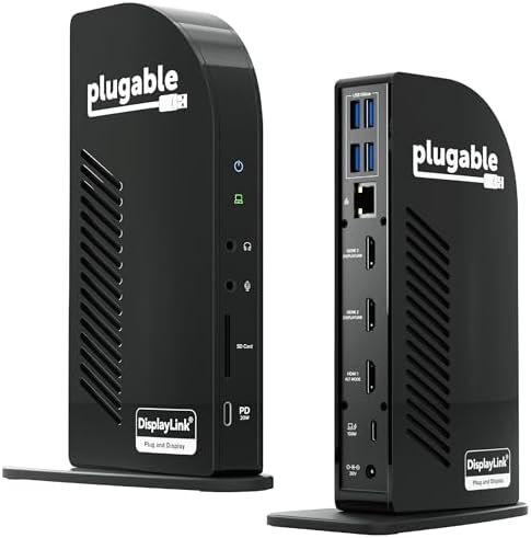 Plugable USB-C Triple Monitor Docking Station, 13-in-1, 100W Charging by Plugable