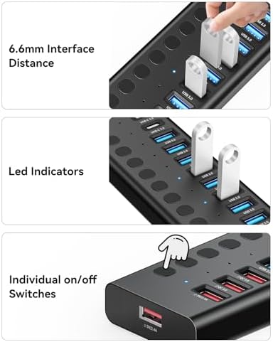 Powered USB Hub, AGEEN 16-Port USB 3.0 Hub (14 USB-A+2 USB-C), 5Gbps - Image 7