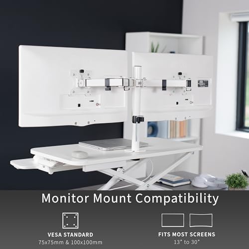 VIVO White 32 in Standing Desk Converter with Monitor Stand, DESK-V000K-M2W - Image 5