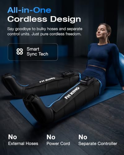 FIT KING Cordless Air Compression Recovery System - Professional Full Leg & Foot Massager Boots for Fast Recovery & Circulation - Rechargeable Compression Boot for Athletes (Small) - Image 2
