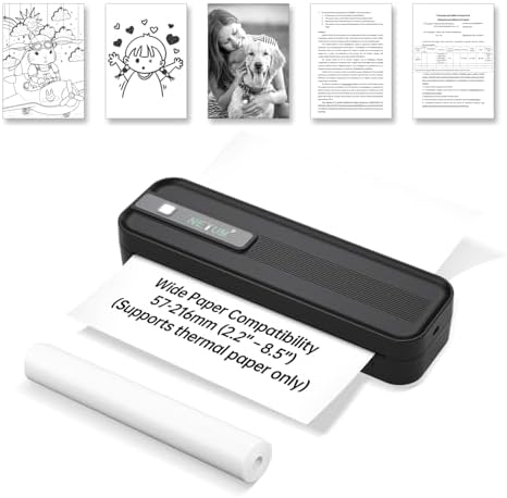 NETUM P801X Portable Printer Wireless for Travel, Inkless Thermal Printer for iOS,Andorid and PC, Supports Thermal Paper&Labels, 8.5"x11" US Letter & A4, for Home Office, Travel, Mobile Printing,Black by NETUM