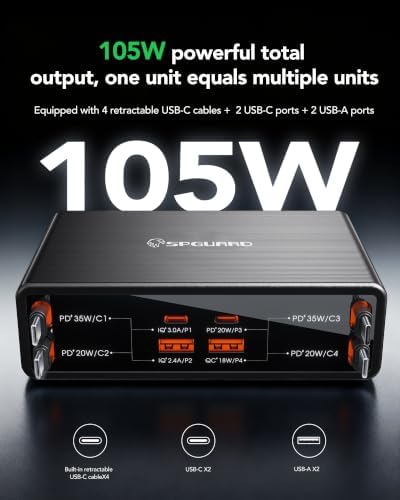 8-in-1 Retractable Charging Station for Multiple Devices, USB-C GaN Hub - Image 4
