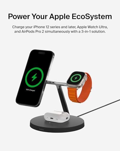 Belkin MagSafe 3 in 1 Wireless Charging Stand, 2nd Gen, 33% Faster - Image 5