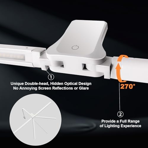 EYOCEAN Desk Lamp with Clamp, 31.5" LED Desk Lamp for Home Office, 24W Double Head Desk Light, Dimmable & Color Temperature, Table Lamp with Remote Control, Brightest Computer Monitor Light - Image 4