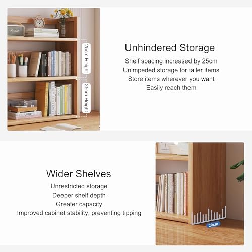 Wood Dorm Desk Hutch Organizer Shelf 2 Tier Desktop Bookshelf Workspace Organizers Storage Display Rack for Office Home Dormitory(Brown,3 Layers_70CM/27.6IN) - Image 5