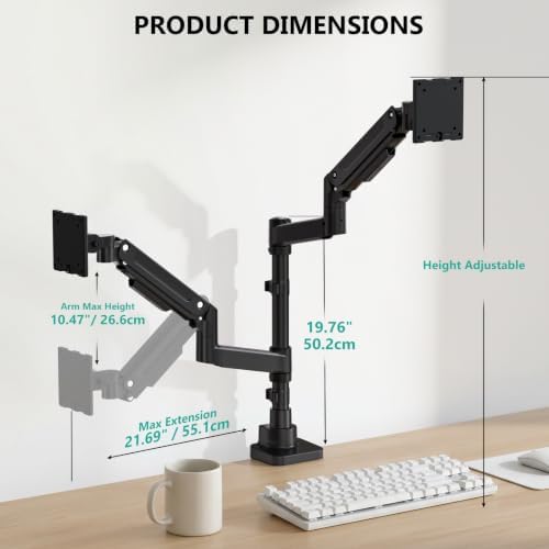 WALI Vertical Dual Monitor Arm for 13-49 inch Curved Screens, up to 44 lbs - Image 7