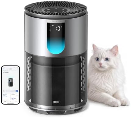 DREO Smart Pet Air Purifier for Home, Bedrooms Air Cleaner with Wi-Fi/Voice/Alexa, Auto/Turbo/HEPA Sleep Mode for Smoke, Dust, Pollen, Odor, PM2.5 Quality Monitor, 4 Speeds, DR-HAP009AS (DREO 539AS) by DREO