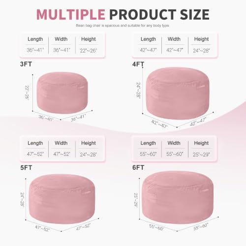 3FT Bean Bag Chairs for Adults,Beanbag Chair with Washable Cover - Image 2