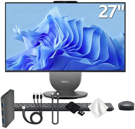 Lenovo Yoga All-in-One Desktop AI PC, 27" QHD IPS+120Hz Display, Intel Ultra 7 255H, 16GB LPDDR5X, 3TB Storage (2TB SSD&1TB Docking Station), Intel Arc GPU, Wireless Charging, Wi-Fi 7, Win 11, Gray by LENOVO
