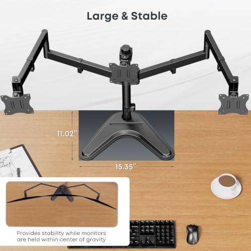 Triple Monitor Stand fits 3 Screens up to 27 Inches, Freestanding - Image 5
