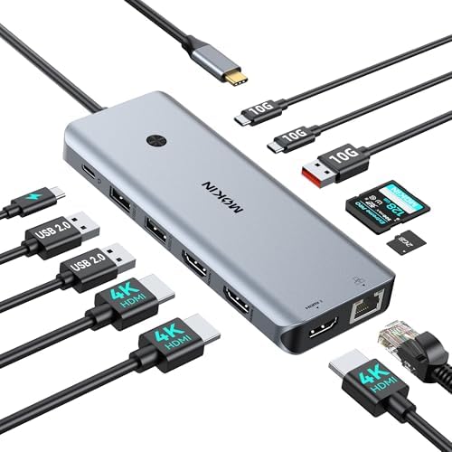 MOKiN USB C Docking Station 3 Monitors,3 HDMI 4K@60Hz Triple Display Hub by MOKiN