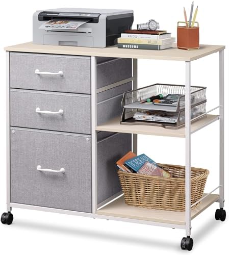 DEVAISE 3 Drawer Mobile File Cabinet, Fabric Lateral Filing Cabinet by DEVAISE