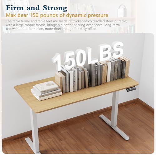 Shintenchi Standing Desk, Height Adjustable Electric Sit Stand up Desk, Ergonomic Rising Computer Table, 48x24 Inch Modern Lift Gaming Desk Workstation for Home Office, White & Walnut - Image 4