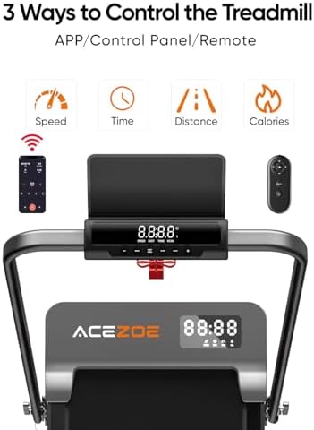 Acezoe Walking Pad with 10% Incline & Dual LED Display,4 in 1 Foldable Treadmill for Home Small Office, Compact Under Desk Treadmill with Handle bar,APP & Remote, 300 lbs Capacity - Image 4