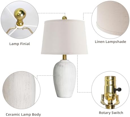AIEAMPDO 21'' Set of 2 Rustic Ceramic Small Table Lamps for Bedroom - Image 6