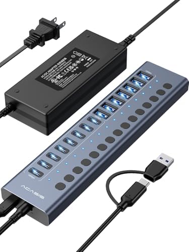 ACASIS 16 Ports Powered USB 3.2 Hub (8 USB-A 3.2 +8 USB-C 3.2), 10Gbps by ACASIS