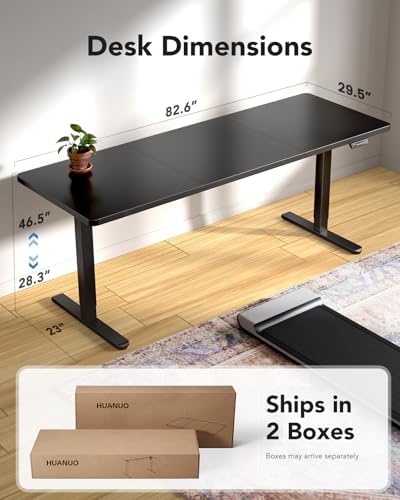 HUANUO 83x 30 Inch Large Electric Standing Desk, Brushless Motor, Black - Image 3