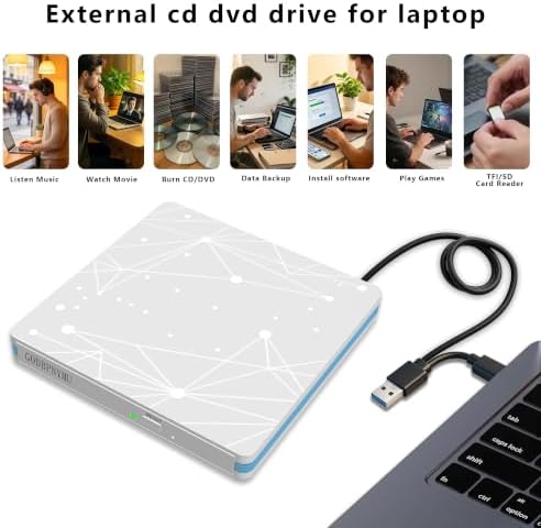 External CD/DVD Drive for Laptop, USB 3.0 cd Burner/DVD Drive - Image 2