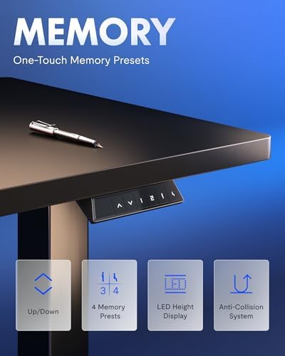 FLEXISPOT EN1 One-Piece Standing Desk, Electric Adjustable with 4 Memory Presets, 176 LBS Capacity, Stable & Quiet, Seamless Desktop for Home Office & Dual Monitors, 48"x24" Black - Image 4
