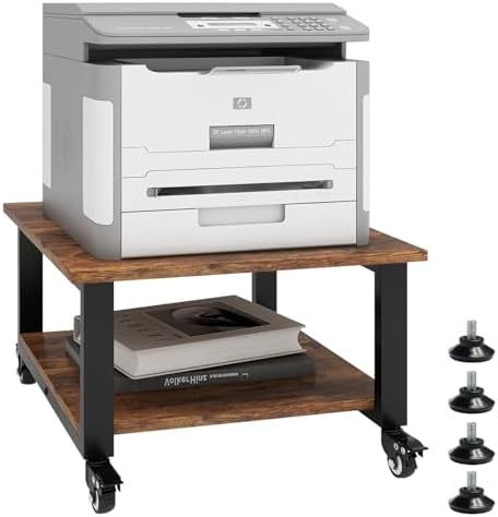 Natwind 2 Tier Laser Printer Stand,20''x20'' Under Desk Printer Cart, Retro - Image 2