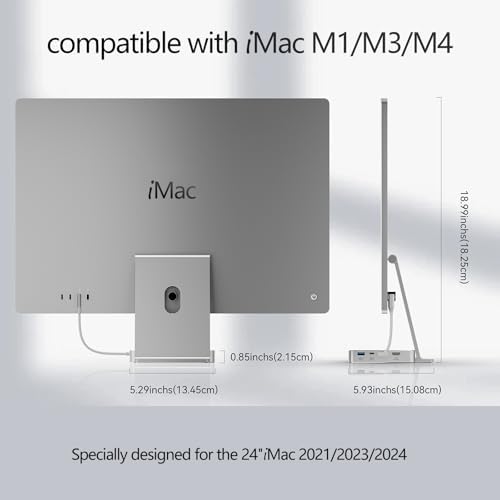 USB C Hub for iMac 24 inch,8-in-1 iMac M4/M3/M1 Dock with 10Gbps USB3.2-A/C, 4K HDMI, SD/TF Card Reader - Image 2