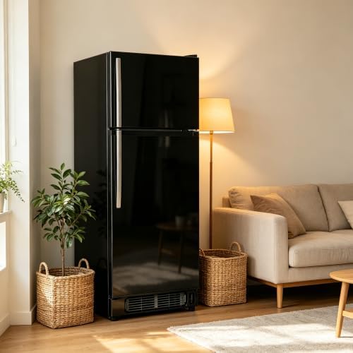 7.5 Cu.Ft Compact Refrigerator, Midnight Black Double Door Mini Fridge, Upper Freezer & Lower Fresh Food Zone, Liquid Silver Metal Handle, Quiet Energy Saving Small Fridge, Small Footprint - Image 3