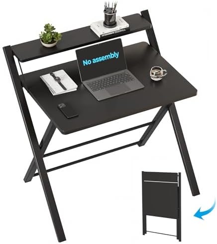 GreenForest Folding Desk No Assembly, Sturdy Computer Desk for Small Spaces by GreenForest