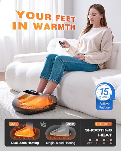 KINGJOY Foot Massager with Heat for Neuropathy, [2026 Upgraded], Deep Kneading Shiatsu Foot Massager for Plantar Fasciitis, Fits Up to Men Size 14, Birthday Gifts for Women Men - Image 3
