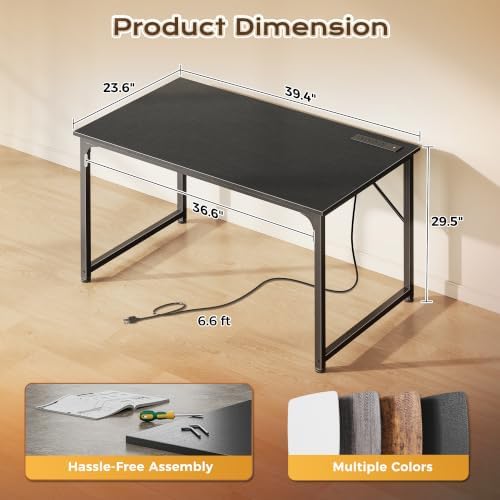 PRAISUN 40 X 24 Inch Deeper Desk with Power Outlets - Image 2