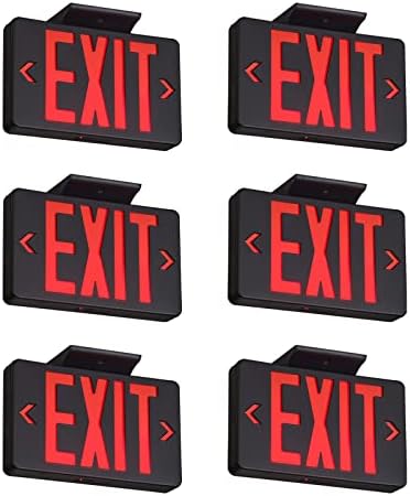 TANLUX Red Exit Sign with Black Housing, LED Emergency Exit Light with Battery Backup, UL Listed, Hardwired Exit Signs with Emergency Lights, Commercial Emergency Lights for Business - 6 Pack by Unknown