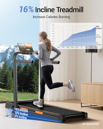 Walking Pad with 16% Incline, 4-in-1 Foldable Treadmill with Handles - Image 2
