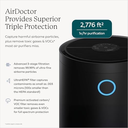 AIRDOCTOR AD4000 Air Purifier. Perfect for Large Rooms, Basements Up to 2,776 ft2. Removes Smoke, Dust, Pet Hair, Odors, Pollen. Hospital-Grade UltraHEPA & Premium Carbon Filtration - Image 2