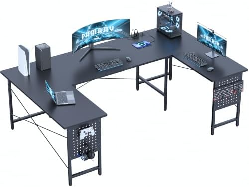 Pamray 71 Inch Large Gaming Desk with Power Outlets U Shaped Computer Desk by PAMRAY