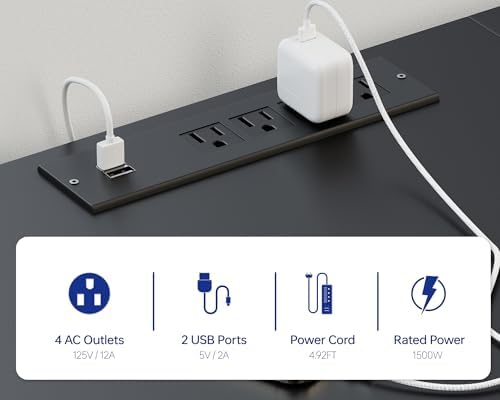 Pamray 71 Inch Large Computer Desk with Power Outlets,U Shaped Corner Desk for Home Office Work and Gaming Marble - Image 5