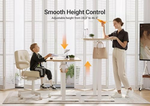 Seang Electric Standing Desk Adjustable Height, 40 x 24 Inch Sit Stand Desk with T-Shaped Frame, 3 Memory Presets & Cable Management for Home Office Computer Workstation, White Frame/Nature Top - Image 4