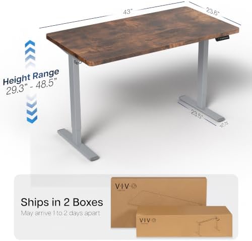 VIVO Rustic Vintage Brown 43 x 24 in Standing Desk, DESK-KIT-1G4N - Image 3